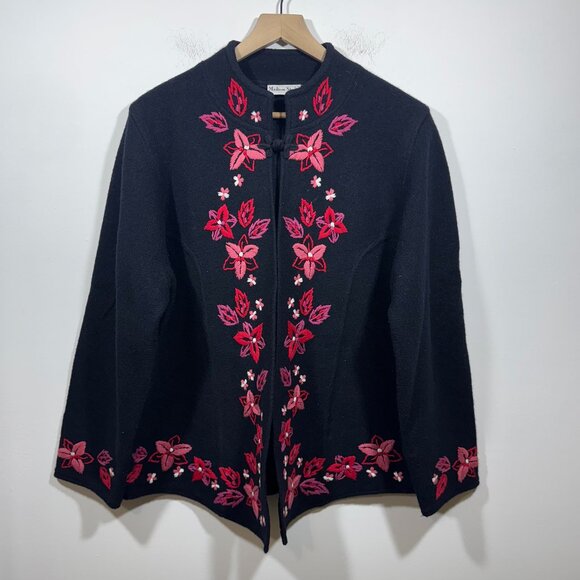 Madison Studio Women’s Wool Blazer Jacket Size 1X Floral Embroidered Folk Boho - Picture 1 of 5